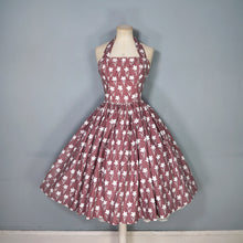 Load image into Gallery viewer, 50s HORROCKSES FASHIONS BROWN FULL SKIRT COTTON DRESS  AND BOLERO - XS