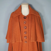 Load image into Gallery viewer, 40s style ELEGANT WOOL TWEED RUST COLOURED CAPE COAT - One Size