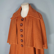 Load image into Gallery viewer, 40s style ELEGANT WOOL TWEED RUST COLOURED CAPE COAT - One Size