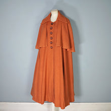 Load image into Gallery viewer, 40s style ELEGANT WOOL TWEED RUST COLOURED CAPE COAT - One Size
