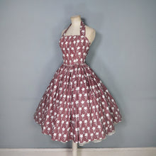 Load image into Gallery viewer, 50s HORROCKSES FASHIONS BROWN FULL SKIRT COTTON DRESS  AND BOLERO - XS