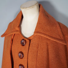 Load image into Gallery viewer, 40s style ELEGANT WOOL TWEED RUST COLOURED CAPE COAT - One Size