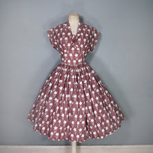 Load image into Gallery viewer, 50s HORROCKSES FASHIONS BROWN FULL SKIRT COTTON DRESS  AND BOLERO - XS