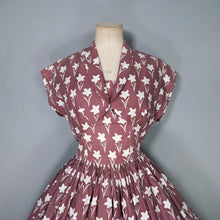 Load image into Gallery viewer, 50s HORROCKSES FASHIONS BROWN FULL SKIRT COTTON DRESS  AND BOLERO - XS