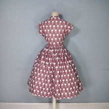 Load image into Gallery viewer, 50s HORROCKSES FASHIONS BROWN FULL SKIRT COTTON DRESS  AND BOLERO - XS