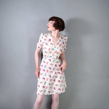 Load image into Gallery viewer, 60s 70s "ETAM" NOVELTY DECO LADY WITH HAT FACE PRINT DRESS - S