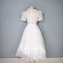 Load image into Gallery viewer, 30s style SHEER WHITE GAUZE COTTON LAWN DRESS WITH PINTUCKS AND LACE - S