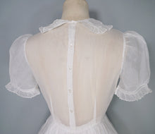 Load image into Gallery viewer, 30s style SHEER WHITE GAUZE COTTON LAWN DRESS WITH PINTUCKS AND LACE - S