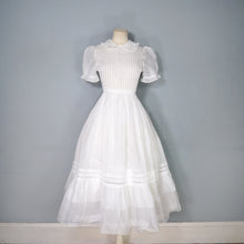 Load image into Gallery viewer, 30s style SHEER WHITE GAUZE COTTON LAWN DRESS WITH PINTUCKS AND LACE - S