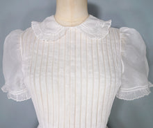 Load image into Gallery viewer, 30s style SHEER WHITE GAUZE COTTON LAWN DRESS WITH PINTUCKS AND LACE - S