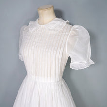 Load image into Gallery viewer, 30s style SHEER WHITE GAUZE COTTON LAWN DRESS WITH PINTUCKS AND LACE - S