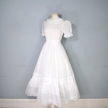 Load image into Gallery viewer, 30s style SHEER WHITE GAUZE COTTON LAWN DRESS WITH PINTUCKS AND LACE - S