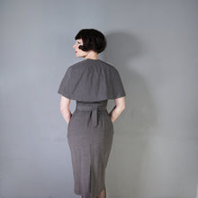 Load image into Gallery viewer, 60s KITTY COPELAND GREY FITTED PENCIL DRESS WITH DETATCHABLE CAPE - S