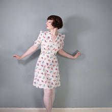 Load image into Gallery viewer, 60s 70s "ETAM" NOVELTY DECO LADY WITH HAT FACE PRINT DRESS - S