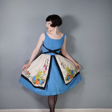 Load image into Gallery viewer, 60s &quot;TABAK&quot; FLORAL HARVEST PRINT THICK COTTON DRESS WITH WRAP AROUND STRAPS - S