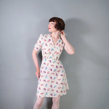 Load image into Gallery viewer, 60s 70s "ETAM" NOVELTY DECO LADY WITH HAT FACE PRINT DRESS - S