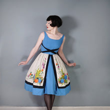 Load image into Gallery viewer, 60s &quot;TABAK&quot; FLORAL HARVEST PRINT THICK COTTON DRESS WITH WRAP AROUND STRAPS - S