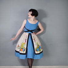 Load image into Gallery viewer, 60s &quot;TABAK&quot; FLORAL HARVEST PRINT THICK COTTON DRESS WITH WRAP AROUND STRAPS - S