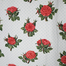 Load image into Gallery viewer, 50s style HEAVY COTTON RED ROSE PRINT FULL SKIRTED DRESS WITH CINCH BELT