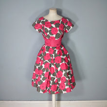 Load image into Gallery viewer, 60s BLANES BRIGHT PINK ABSTRACT FLORAL COTTON COCKTAIL DRESS - XS-S