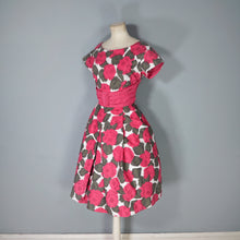 Load image into Gallery viewer, 60s BLANES BRIGHT PINK ABSTRACT FLORAL COTTON COCKTAIL DRESS - XS-S