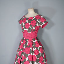 Load image into Gallery viewer, 60s BLANES BRIGHT PINK ABSTRACT FLORAL COTTON COCKTAIL DRESS - XS-S