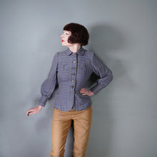 Load image into Gallery viewer, 40s 50s DUSKY BLUE AND YELLOW STRIPED FITTED JACKET - XS-S