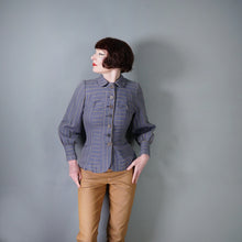 Load image into Gallery viewer, 40s 50s DUSKY BLUE AND YELLOW STRIPED FITTED JACKET - XS-S