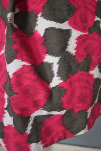 60s BLANES BRIGHT PINK ABSTRACT FLORAL COTTON COCKTAIL DRESS - XS-S