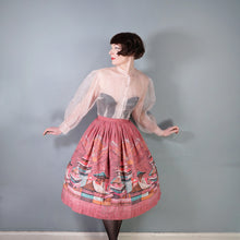 Load image into Gallery viewer, 50s DUSKY PINK ARCHITECTURAL ASIAN BORDER PRINT FULL SKIRT - 26.5"