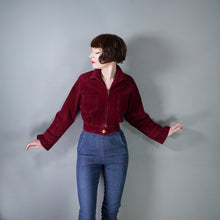 Load image into Gallery viewer, 60s MARY QUANT GINGER GROUP  WINE RED/PURPLE CROPPED CORDUROY BOMBER JACKET - S