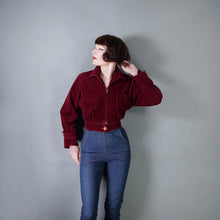 Load image into Gallery viewer, 60s MARY QUANT GINGER GROUP  WINE RED/PURPLE CROPPED CORDUROY BOMBER JACKET - S