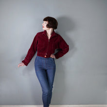 Load image into Gallery viewer, 60s MARY QUANT GINGER GROUP  WINE RED/PURPLE CROPPED CORDUROY BOMBER JACKET - S