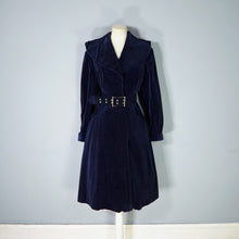 Load image into Gallery viewer, 60s FIELDEN WEAR DARK MIDNIGHT BLUE VELVET PRINCESS COAT - M