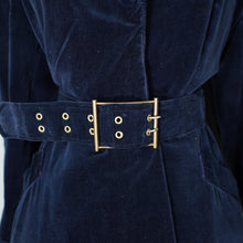 Load image into Gallery viewer, 60s FIELDEN WEAR DARK MIDNIGHT BLUE VELVET PRINCESS COAT - M