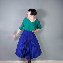 Load image into Gallery viewer, 60s BOURNE AND HOLLINGSWORTH PLEATED DEEP BLUE FULL SKIRT - 27.5&quot;
