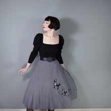 Load image into Gallery viewer, 50s SOFT GREY RAYON FULL SKIRT WITH POODLE APPLIQUE - 27"