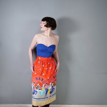 Load image into Gallery viewer, 70s 80s RED NOVELTY BAR SCENE BORDER PRINT SKIRT WITH LADIES WITH COCKTAILS - 25.5"