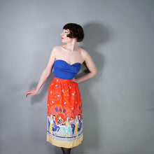 Load image into Gallery viewer, 70s 80s RED NOVELTY BAR SCENE BORDER PRINT SKIRT WITH LADIES WITH COCKTAILS - 25.5"