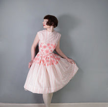 Load image into Gallery viewer, 60s PINK AND CREAM R&amp;K ORIGINALS FLORAL DAY DRESS - S-M