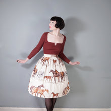 Load image into Gallery viewer, 60s JOHN TRAVERS BIG HORSE PRINT THICK COTTON FULL SKIRT - 27-28&quot;