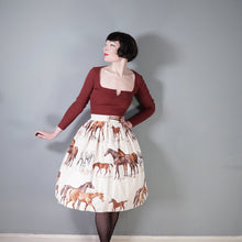 Load image into Gallery viewer, 60s JOHN TRAVERS BIG HORSE PRINT THICK COTTON FULL SKIRT - 27-28&quot;