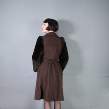 Load image into Gallery viewer, 70s YOUR SIXTH SENSE BROWN FAUX FUR SLEEVE BELTED COAT - S