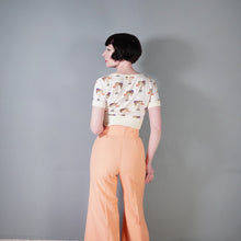 Load image into Gallery viewer, 70s PASTEL PEACHY PINK HIGH WAIST WIDE LEG FLARES TROUSERS - 26&quot;