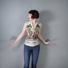 Load image into Gallery viewer, 50s FABRIC HANDMADE SAUL STEINBERG NOVELTY PRINT COTTON SHIRT - S