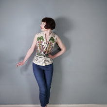 Load image into Gallery viewer, 50s FABRIC HANDMADE SAUL STEINBERG NOVELTY PRINT COTTON SHIRT - S