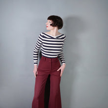 Load image into Gallery viewer, 70s VAN ALLAN PLUM BURGUNDY HIGH WAIST WIDE LEG TROUSERS - S