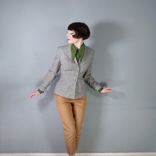 Load image into Gallery viewer, SLEEK TAILORED GREY 40s JACKET WITH DECORATIVE HIP APPLIQUE - M