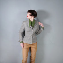Load image into Gallery viewer, SLEEK TAILORED GREY 40s JACKET WITH DECORATIVE HIP APPLIQUE - M