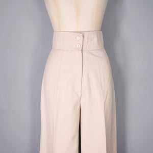70s HIGH WAIST STONE / CREAM-BEIGE COLOURED TROUSERS - 26-27"